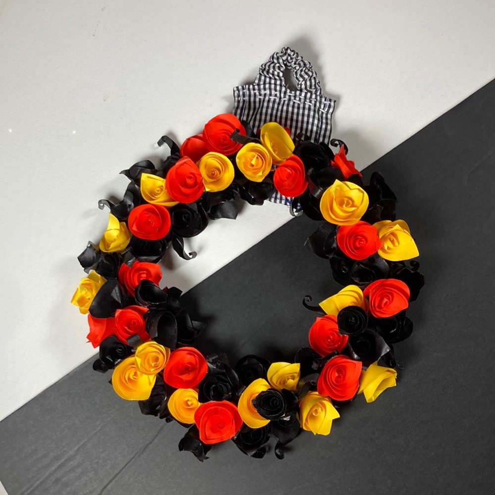 Paper Roses, October 10” Wreath, Handmade